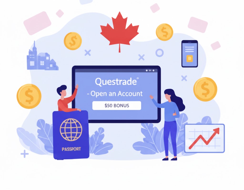 Questradeの口座開設方法を日本語で解説するブログ記事のアイキャッチ画像